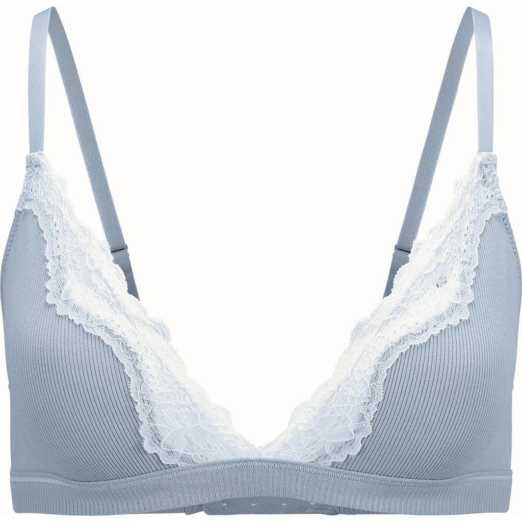 Adore Me Rib Unlined Bralette Bra In Blue