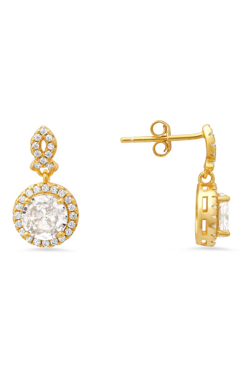 Sterling Silver Cubic Zirconia Drop Earrings, Main, color, GOLD