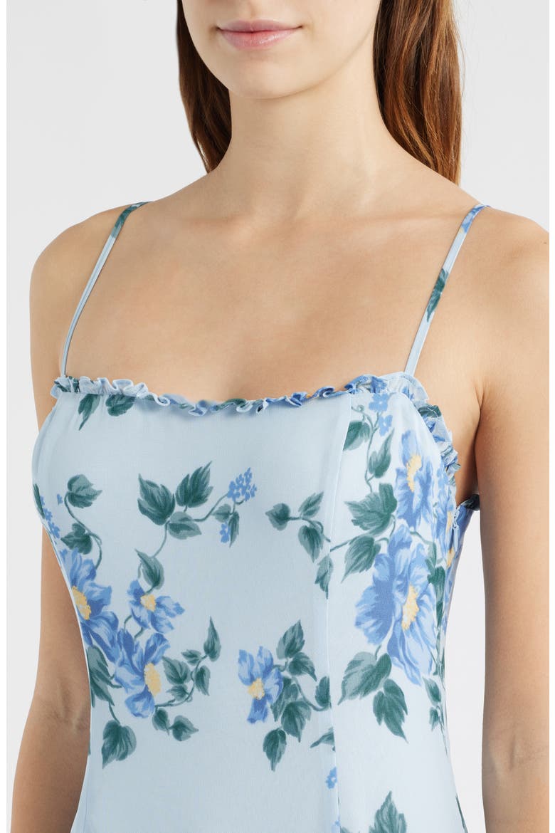 Lilibet Floral Ruffle Trim Midi Dress, Alternate, color, FRESH AIR
