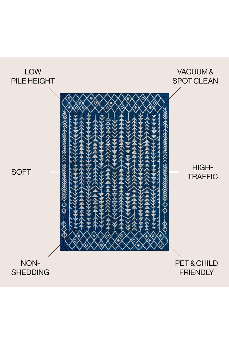 Ziri Moroccan Geometric Area Rug, Alternate, color, Navy/Cream