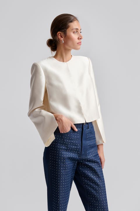 Ruthie Cropped Long Sleeve Blouse