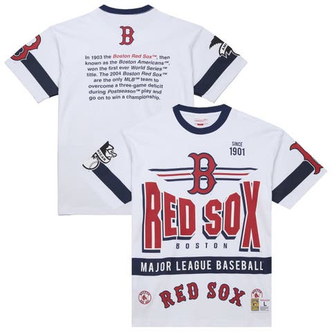 Men
s Mitchell 
Ness White Boston Red Sox Cooperstown Collection Team Origins Premium T-Shirt