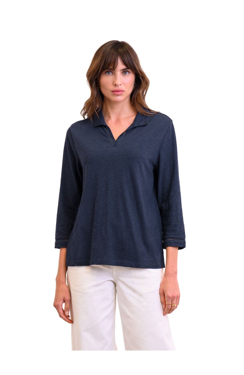 Celtic & Co. Slub Jersey Trim Detail Polo Top, Main, color, Dark Navy