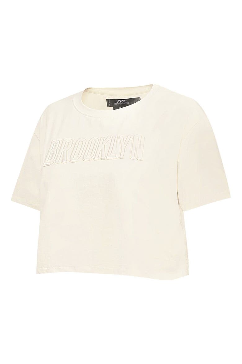 Women's Pro Standard  Cream Brooklyn Nets Neutral Boxy Crop T-Shirt, Alternate, color, Cream