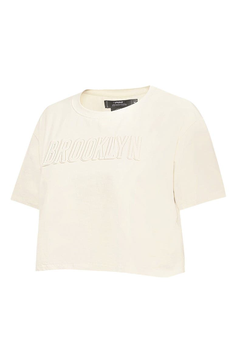 PRO STANDARD Women's Pro Standard Cream Brooklyn Nets Neutral Boxy Crop T-Shirt, Alternate, color, Cream