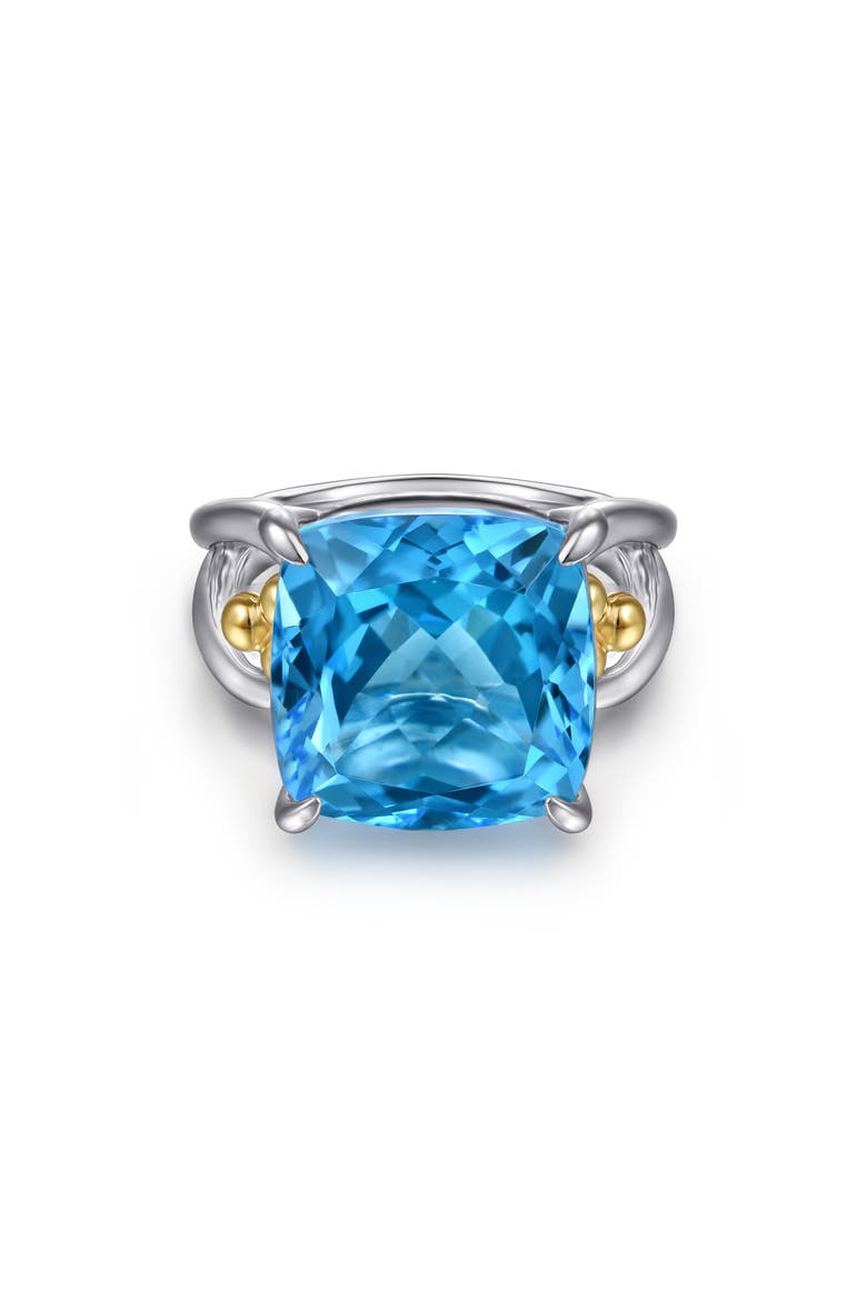 Bujukan Cushion Blue Topaz Signet Ring, Main, color, STERLING SILVER