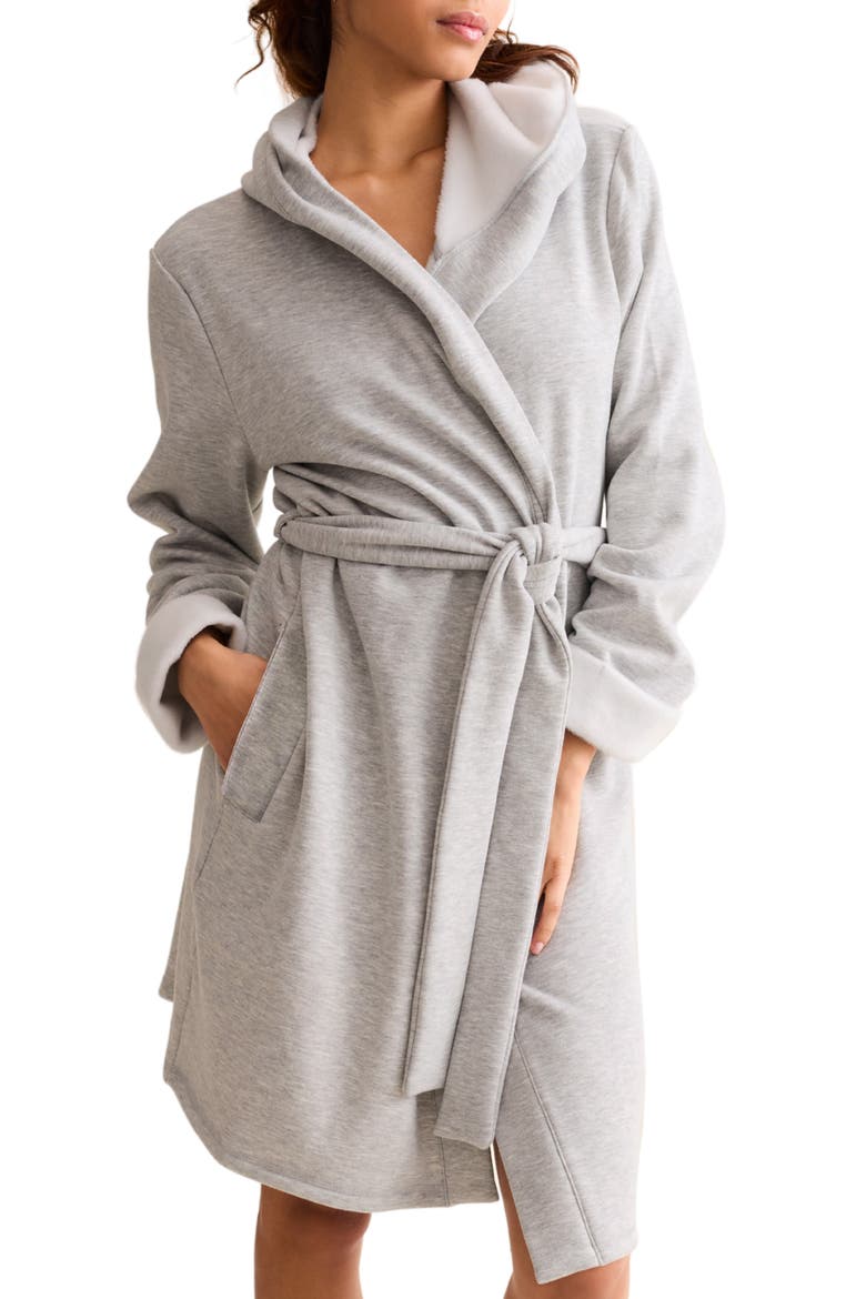 Cozy Short Robe, Main, color, HEATHER GREY
