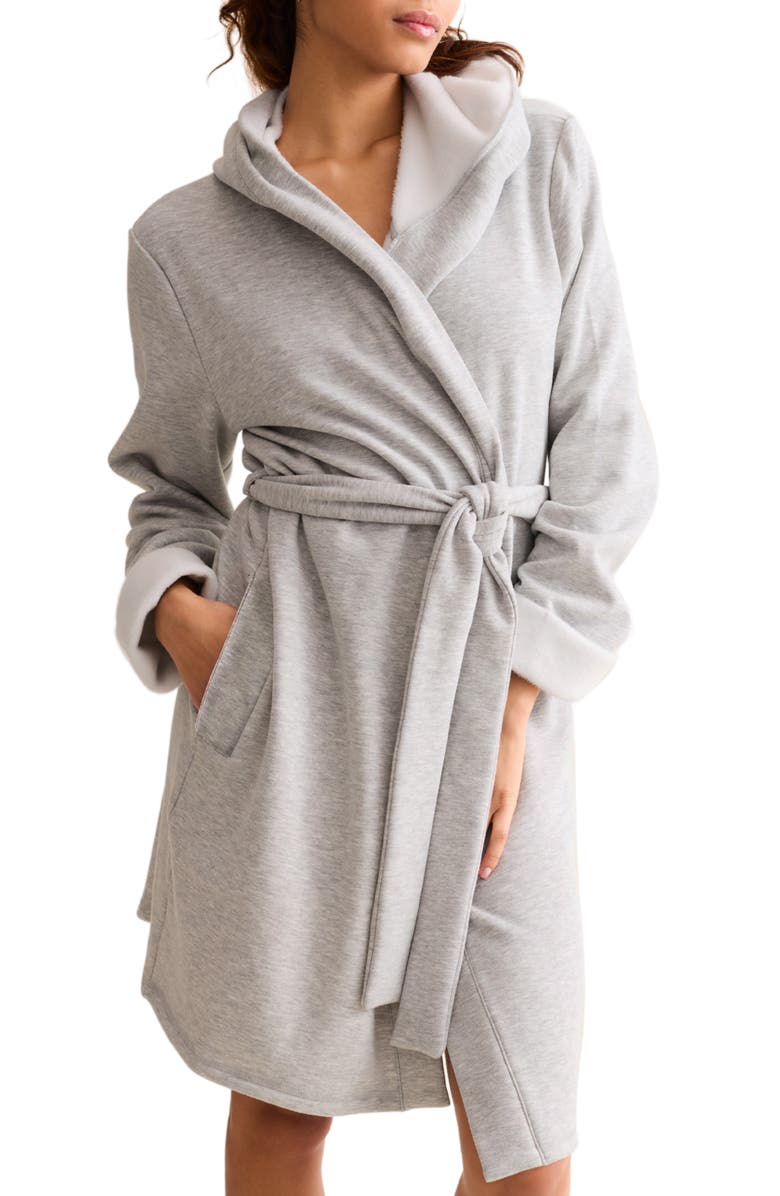 Fleur't Cozy Short Robe, Main, color, Heather Grey