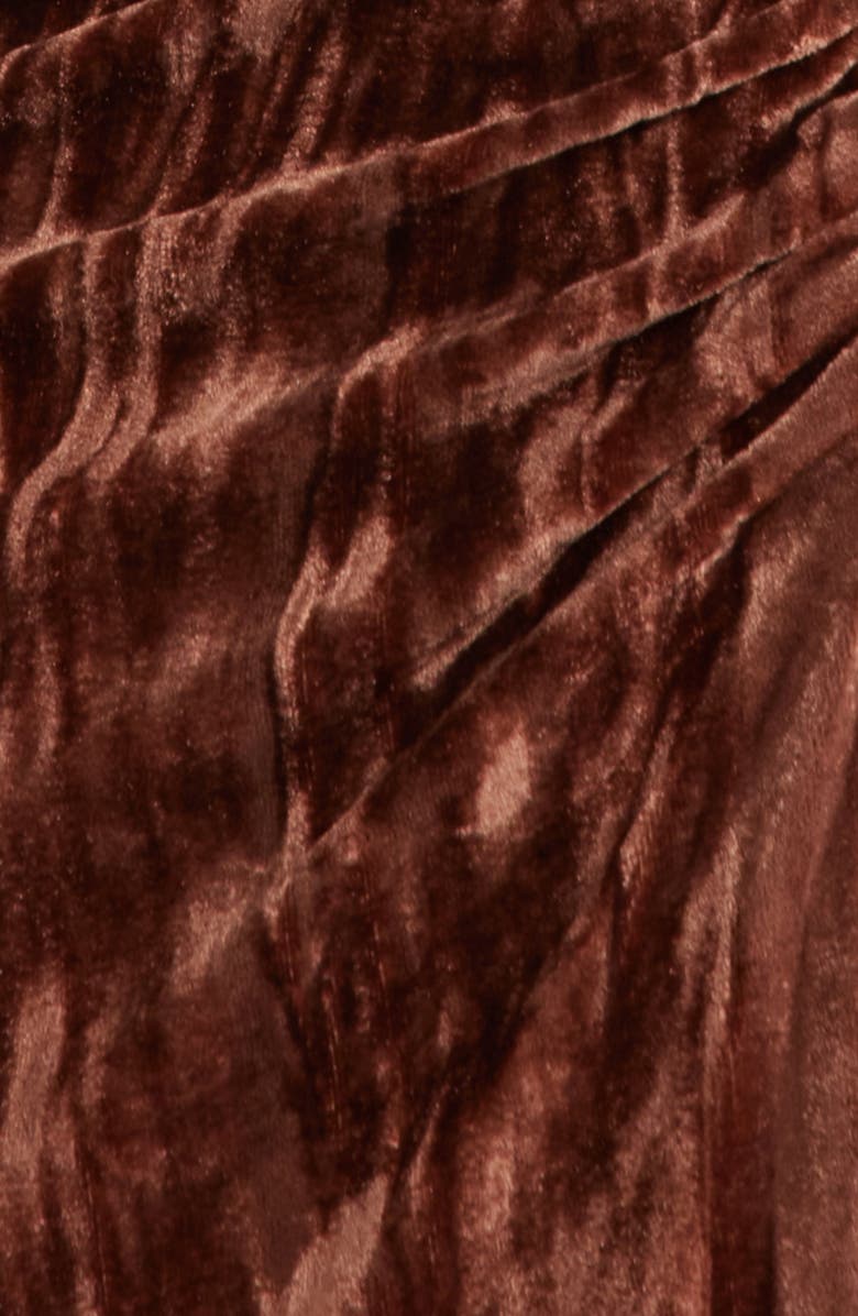 ASTR the Label Daisha Ruched Velour Midi Dress, Alternate, color, Brown