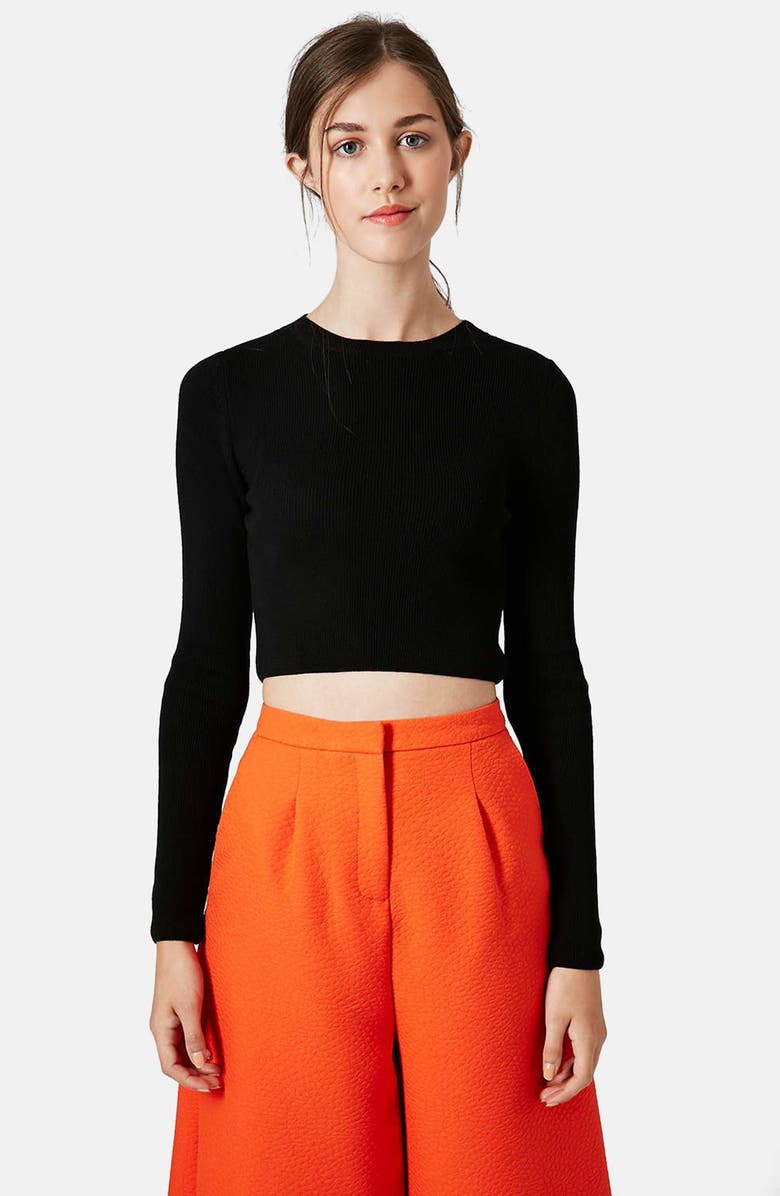 Topshop Ribbed Crop Sweater, Main, color, 