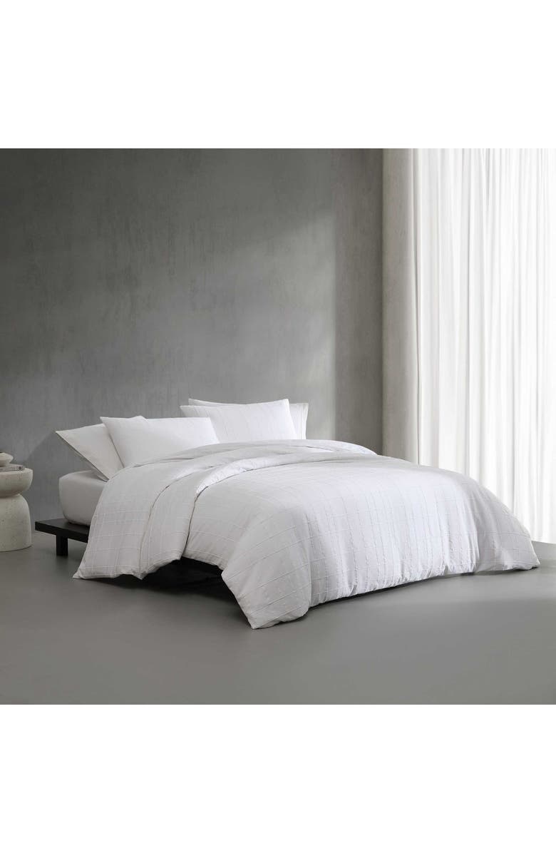 Calvin Klein Puckered Grid Duvet Cover & Shams Set, Alternate, color, White