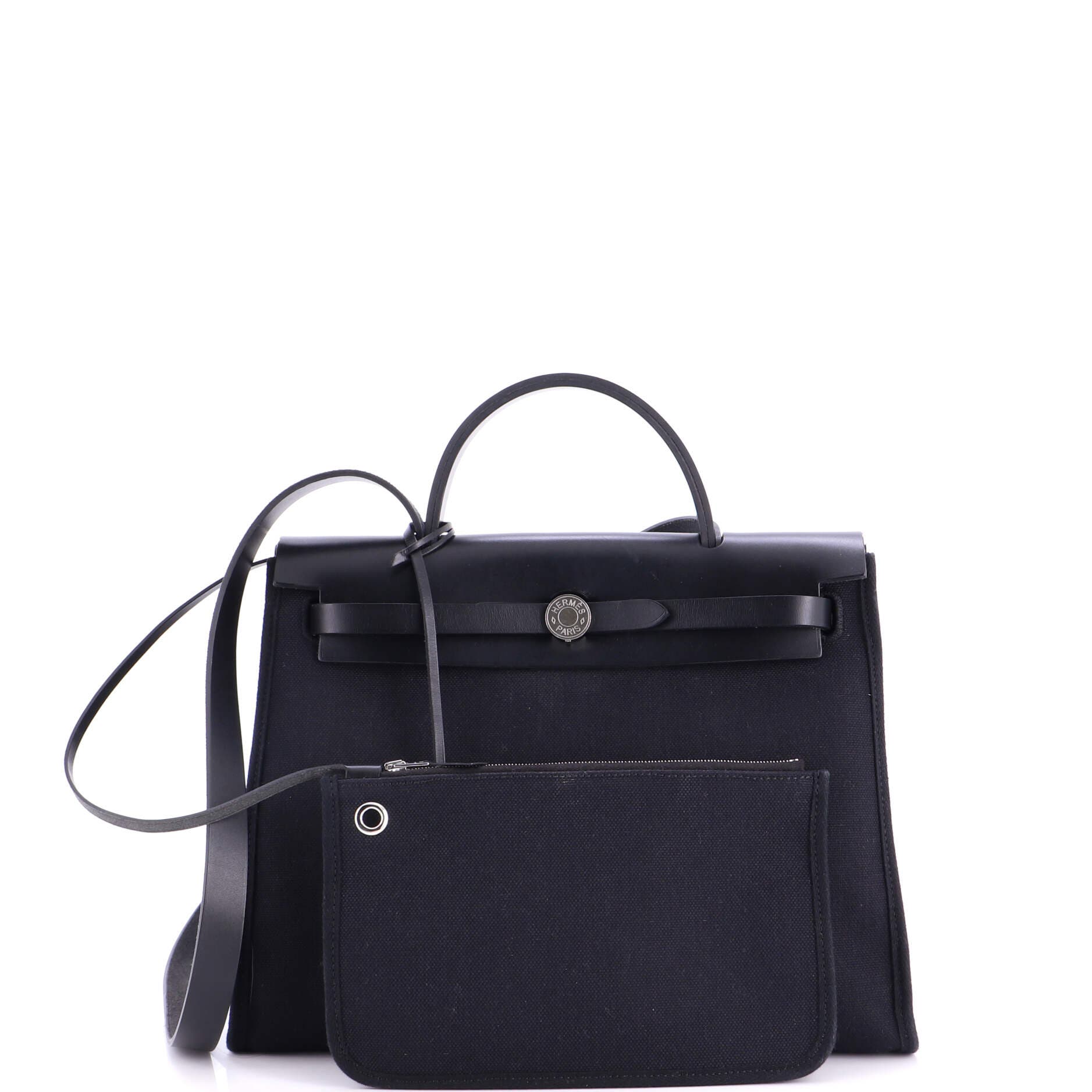 Herbag Zip Leather and Toile 31, Alternate, color, Black
