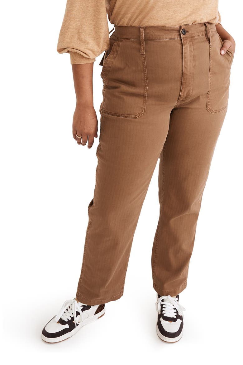 The Curvy Perfect Straight Workwear Pants, Alternate, color, WEATHERED WALNUT