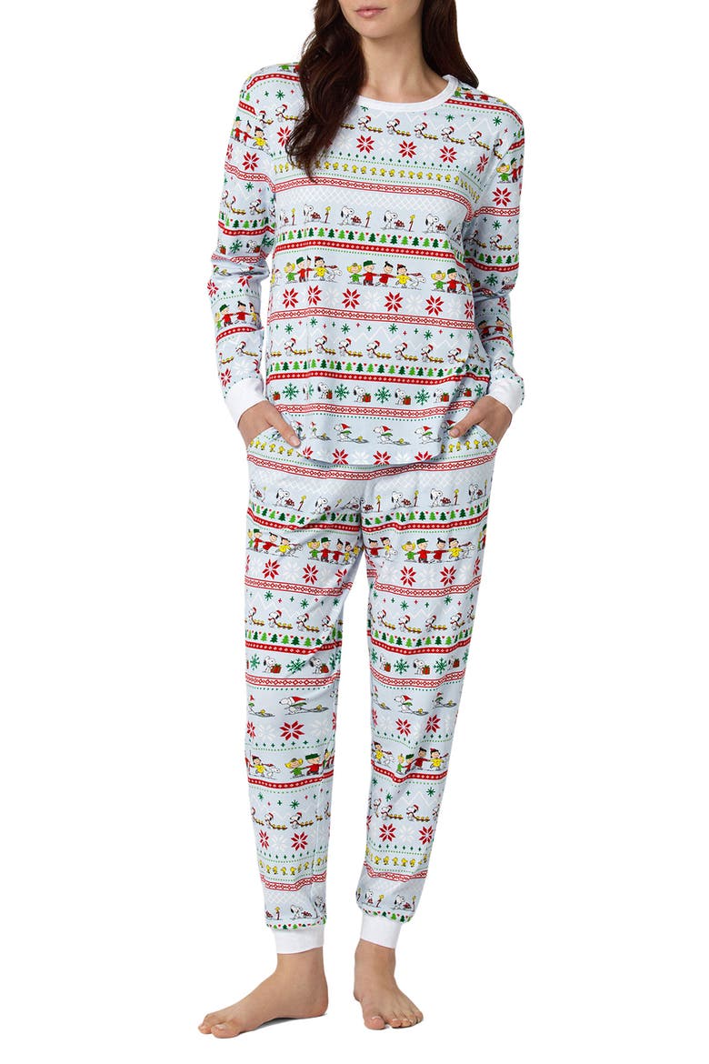 Peanuts Winter Parade Organic Cotton Pajamas, Main, color, PEANUTS WINTER PARADE