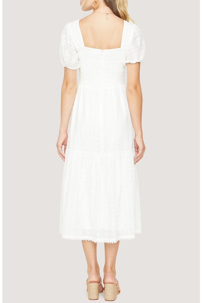 Middle of Nowhere Short Sleeve Cotton Eyelet Dress, Alternate, color, WHITE