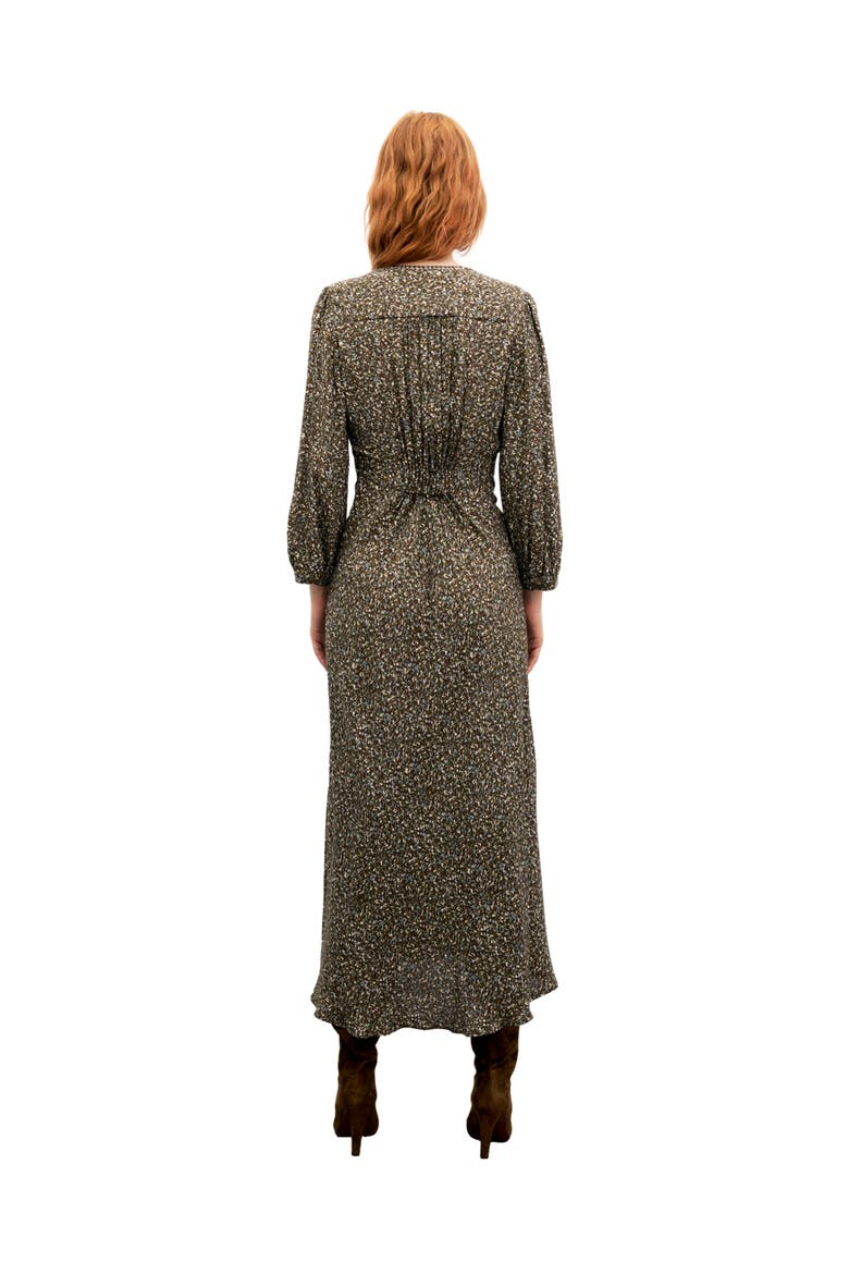 Caryl Abstract Print Midi Dress, Alternate, color, Khaki Green