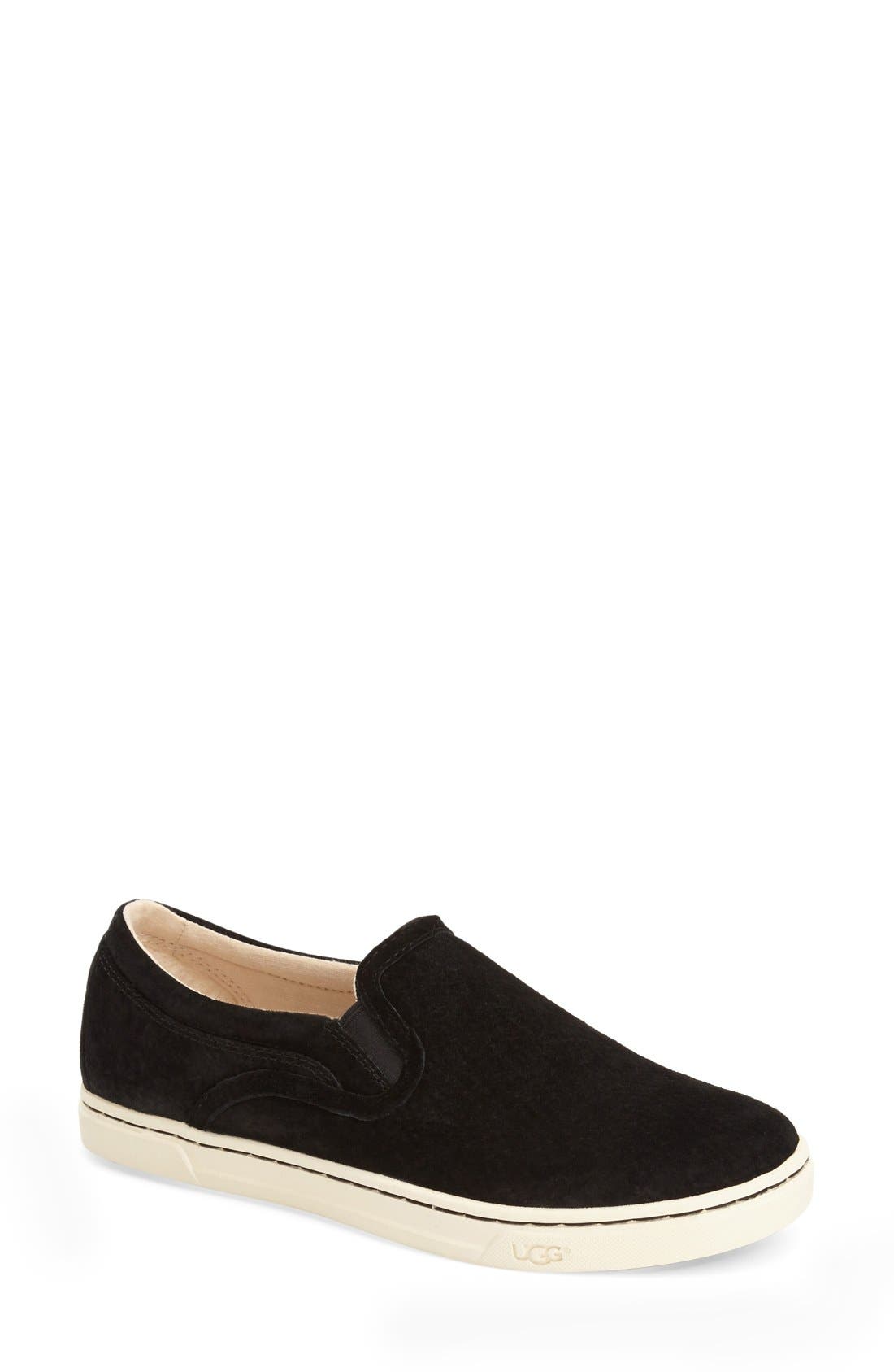 Fierce Water Resistant Suede Slip-On Sneaker (Nordstrom Exclusive Color), Main, color, BLACK