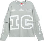 ICECREAM Strawberry Oversize Layered Long Sleeve Cotton Graphic T-Shirt