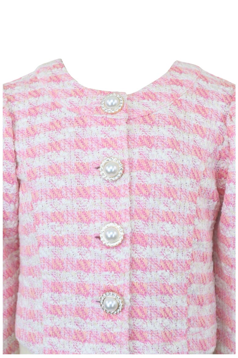 Kids' Plaid Bouclé Knit Jacket & Skirt Set, Alternate, color, PINK