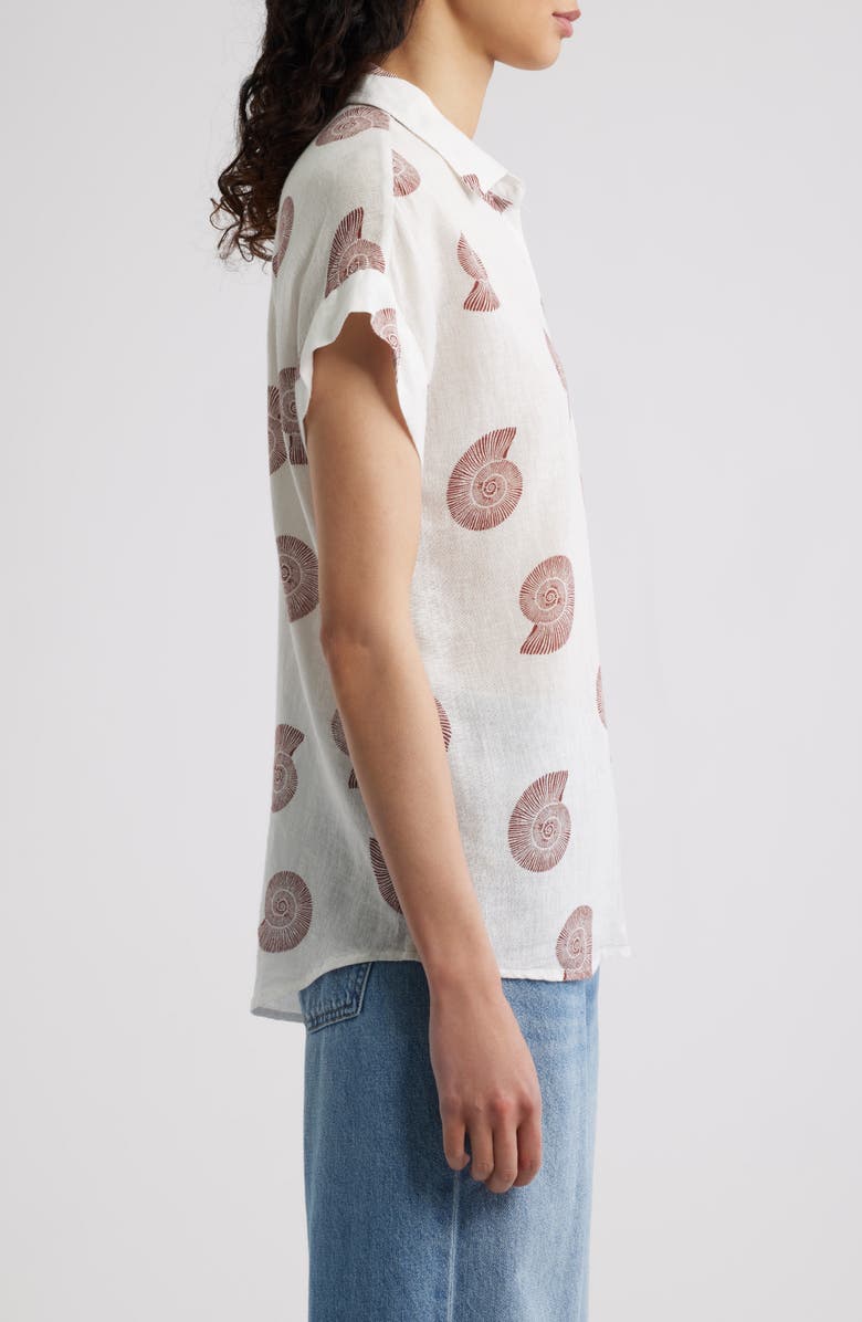 Rails Farrah Linen Blend Short Sleeve Button-Up Shirt, Alternate, color, Spiral Shells