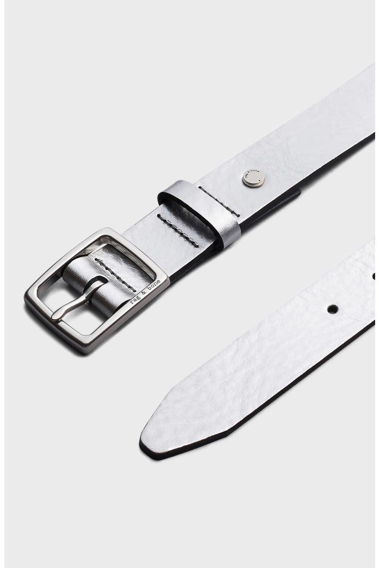 Metallic Leather Boyfriend Belt, Alternate, color, GNMT
