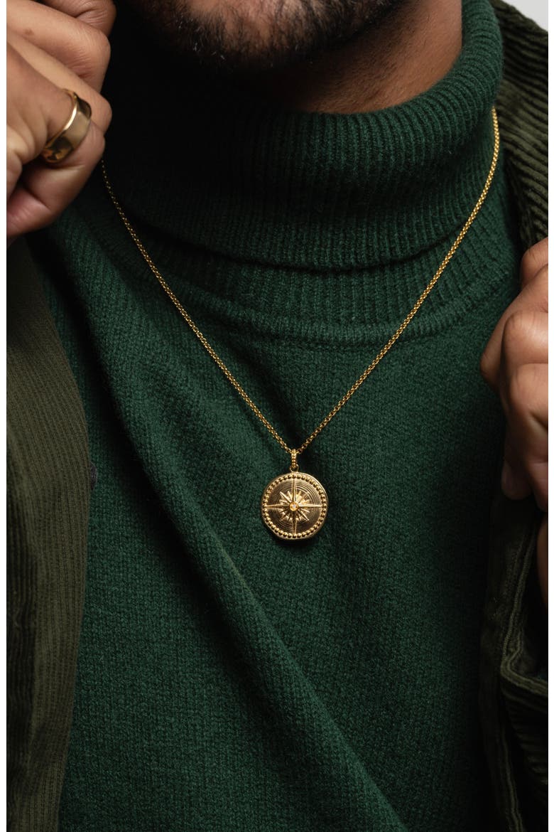 Men's Diamond True North Talisman Necklace, Alternate, color, Yellow Gold Vermeil
