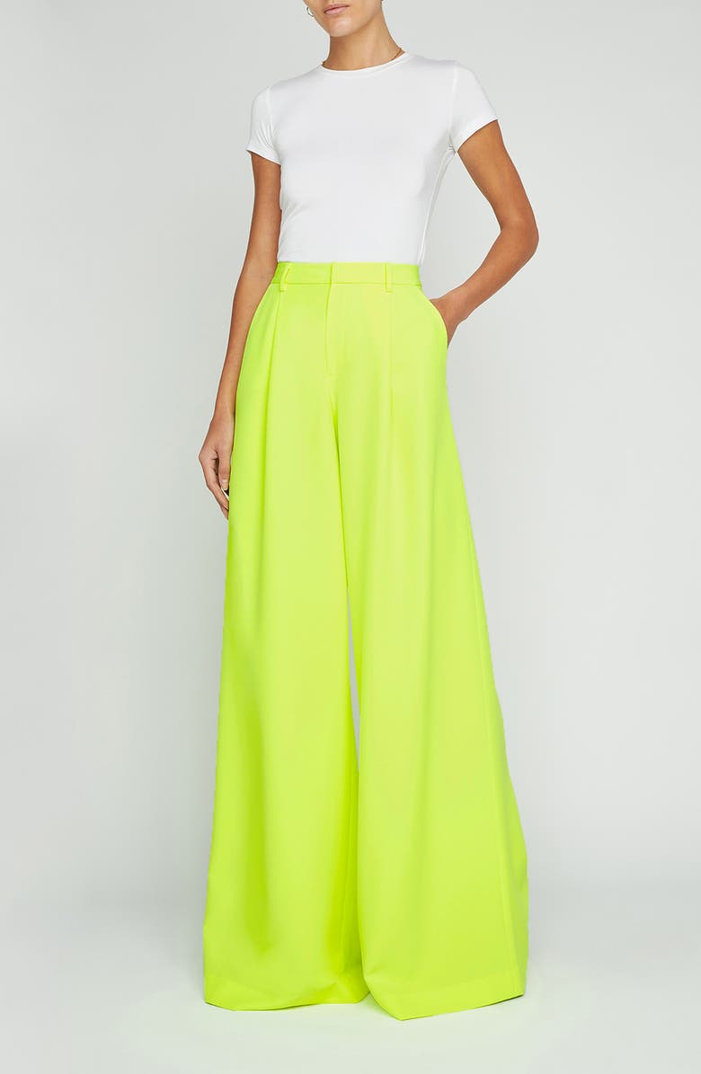 L'AGENCE Caspian Wide Leg Pants, Alternate, color, Neon Citrus