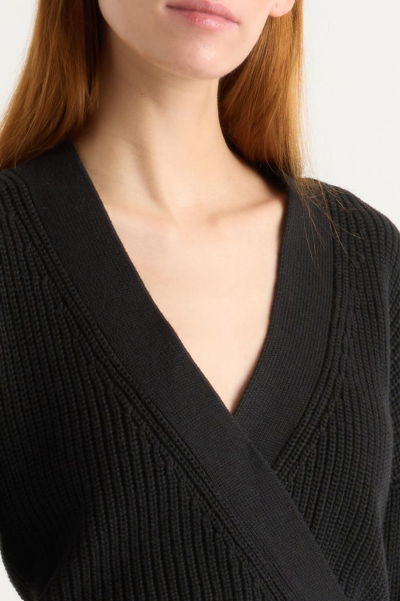 Maren Cropped V-Neck Sweater, Alternate, color, Black
