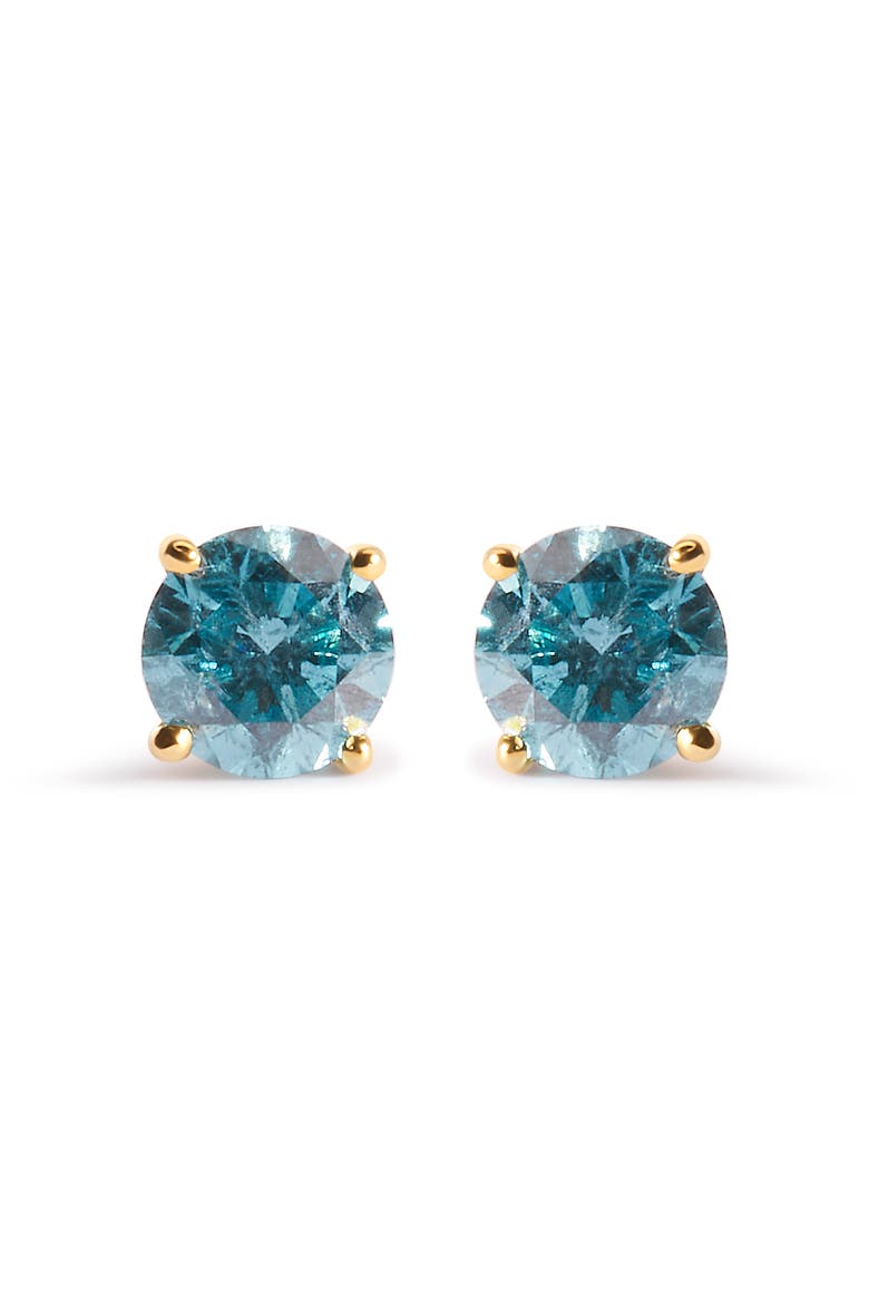 14K Yellow Gold 1.0 Cttw Treated Diamond Solitaire Stud Earrings, Main, color, Yellow