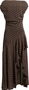 Chelsea28 Cascading Off the Shoulder Evening Dress