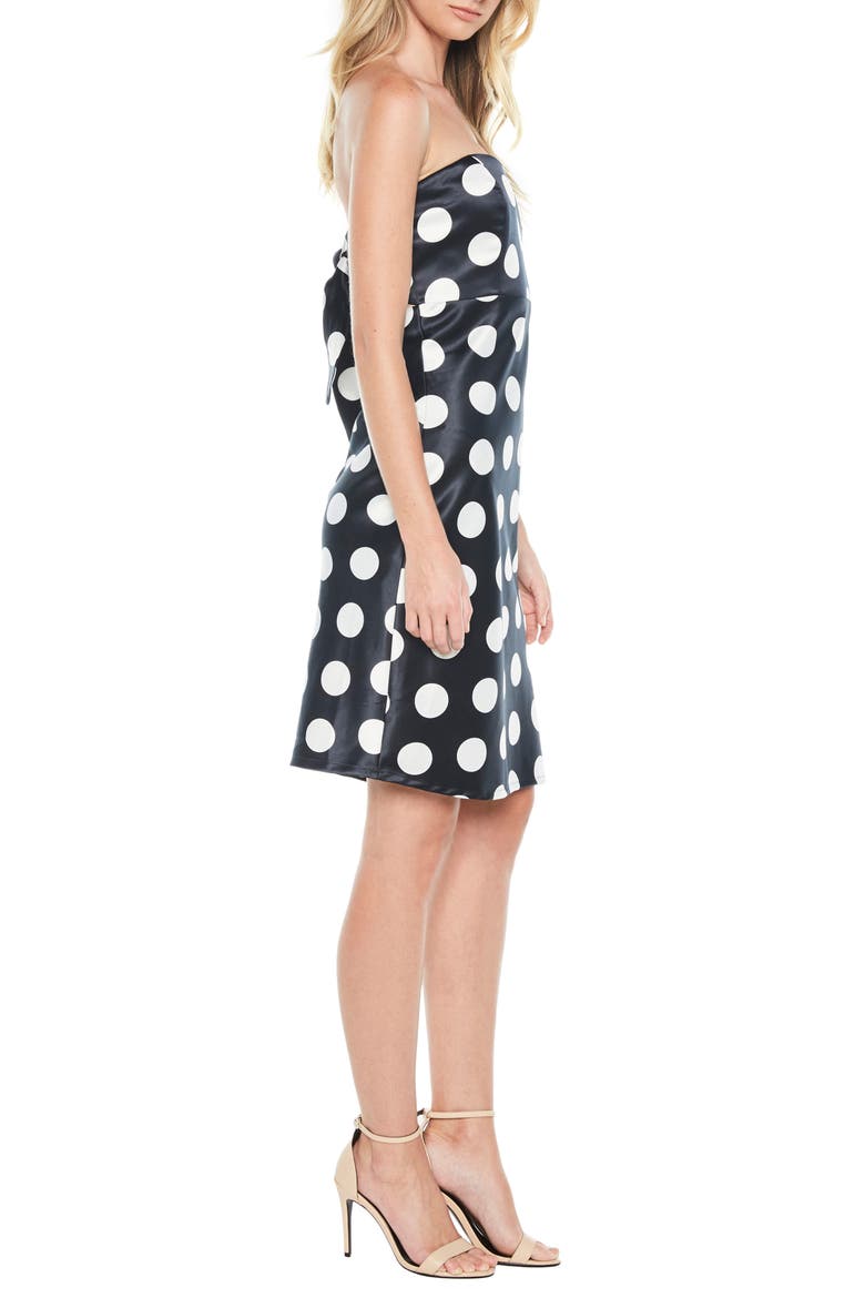 Sayer Dotted Tie Back Strapless Dress, Alternate, color, NAVY SPOT