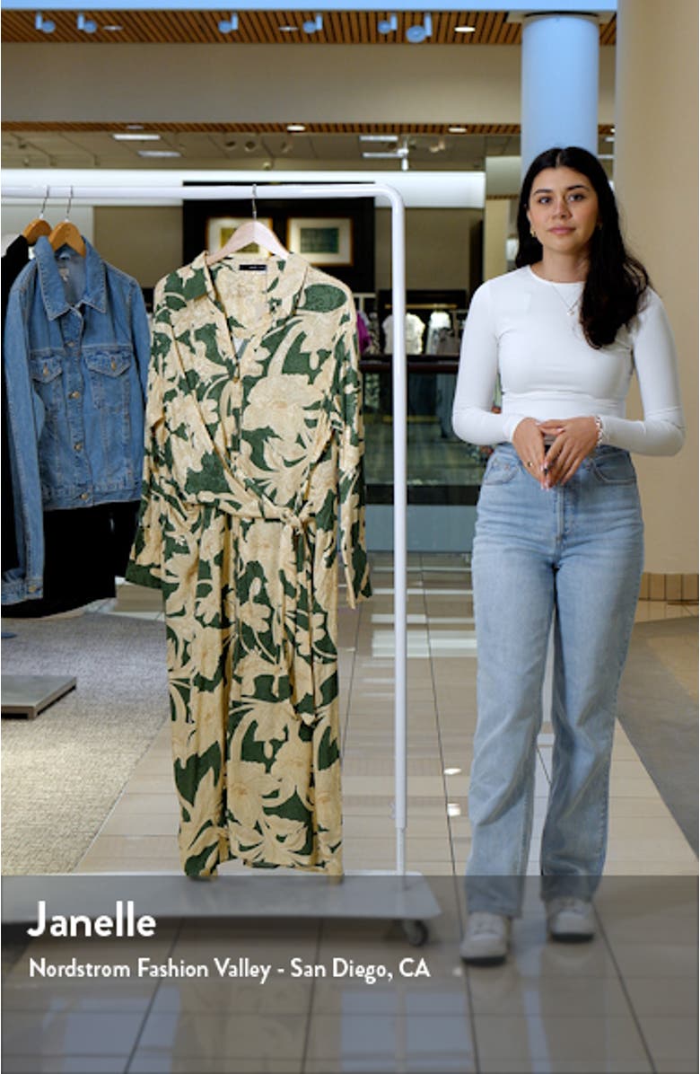 Floral Jacquard Long Sleeve Shirtdress, sales video thumbnail