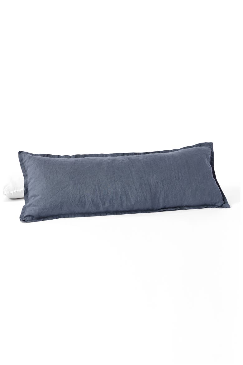 Relaxed Organic Linen Lumbar Pillow Cover, Main, color, HARBOR BLUE