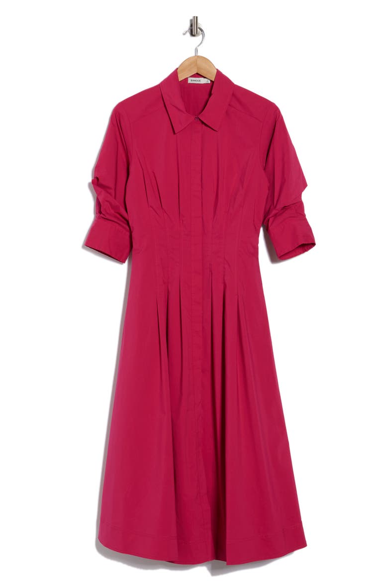 Jazz Pintuck Shirtdress, Alternate, color, POMEGRANATE