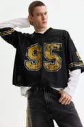 H&M Oversized Fit Printed Mesh T-shirt