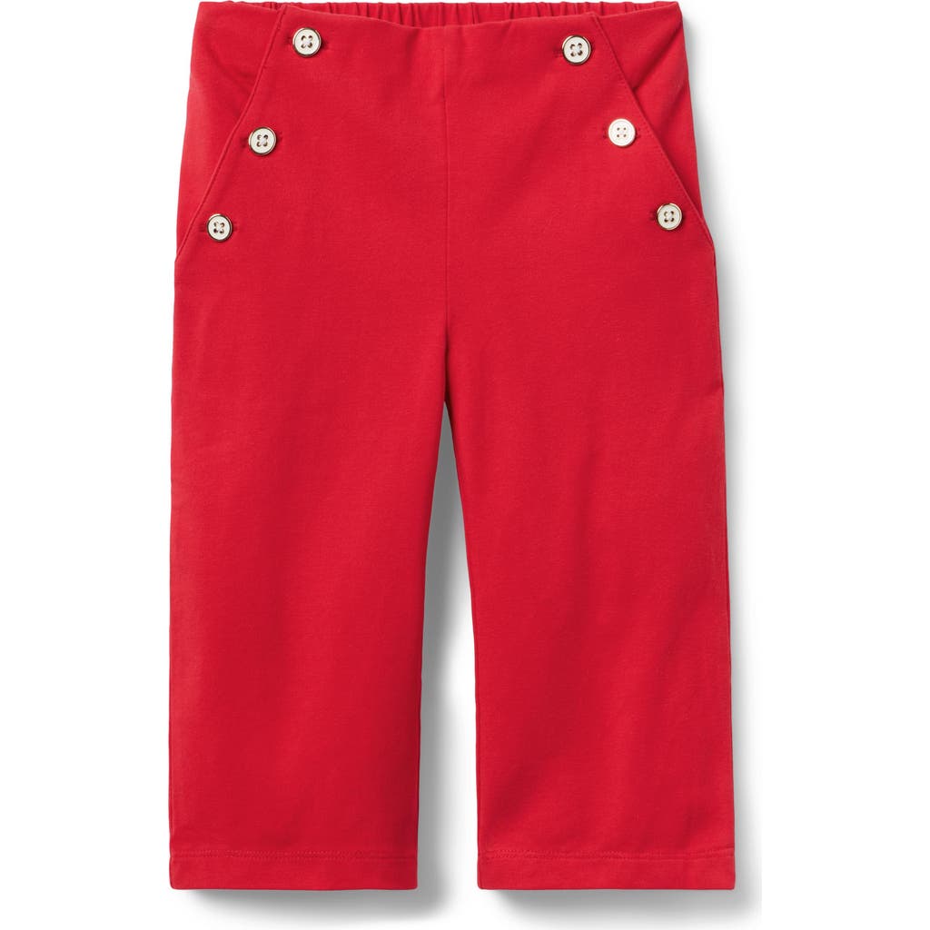 Janie And Jack Wide Leg Button Pant In Red