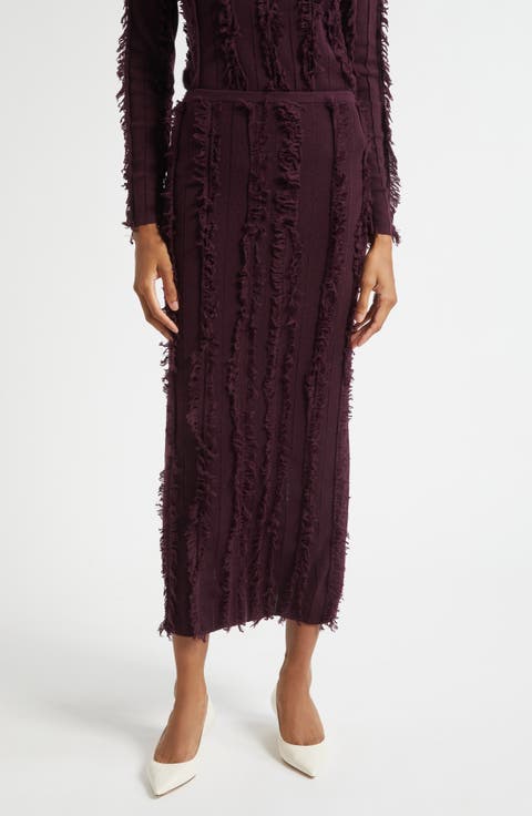 Evangeline Fringe Stripe Knit Pencil Skirt