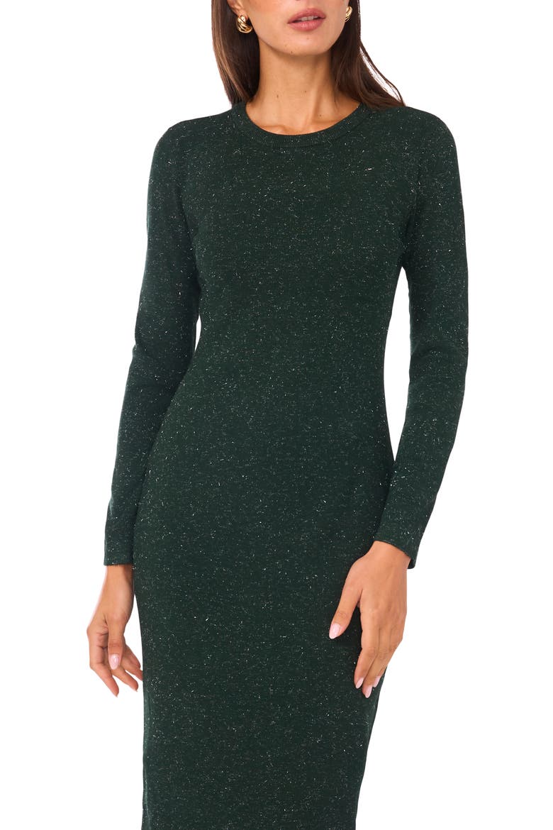 Metallic Long Sleeve Sheath Dress, Alternate, color, PINE GROVE