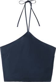 MANGO TEEN Tie Neck Crop Halter Top