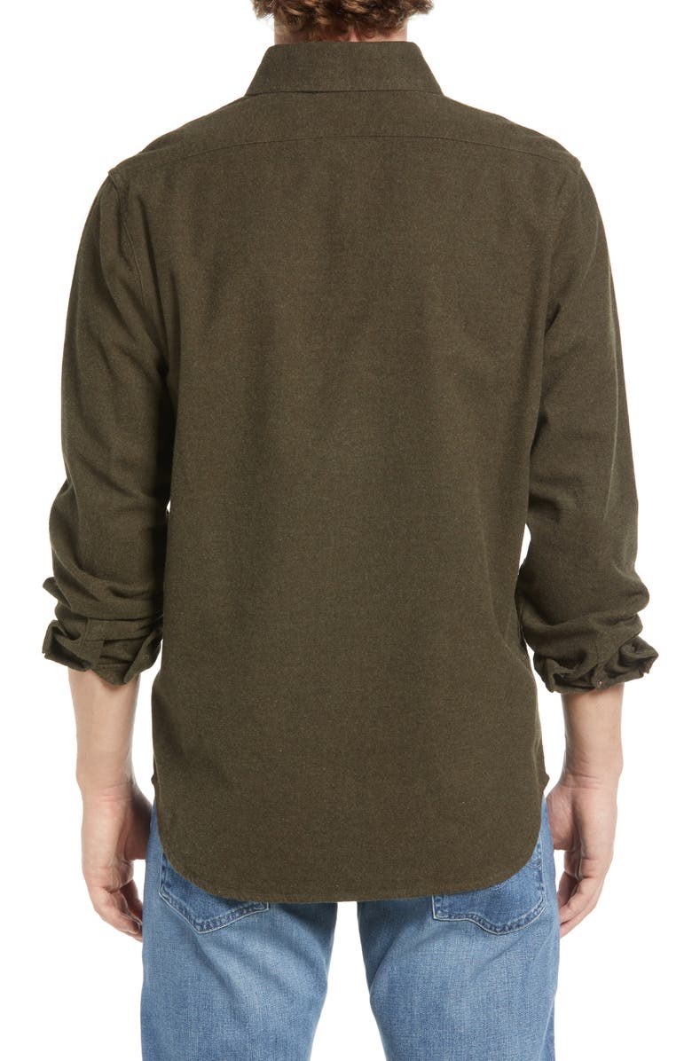 Schott NYC Heather Flannel Long Sleeve Button-Up Shirt, Alternate, color, Olive