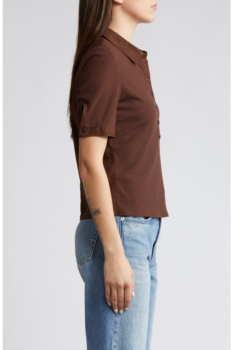 Mixed Media Rib Polo, Alternate, color, CHOCOLATE