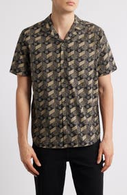 HUGO Ellino Logo Print Camp Shirt