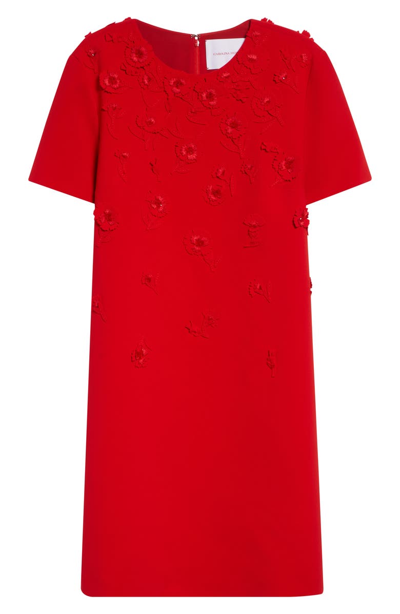 Carolina Herrera Carnation Embroidered Stretch Crepe Minidress, Main, color, Herrera Red