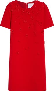 Carolina Herrera Carnation Embroidered Stretch Crepe Minidress