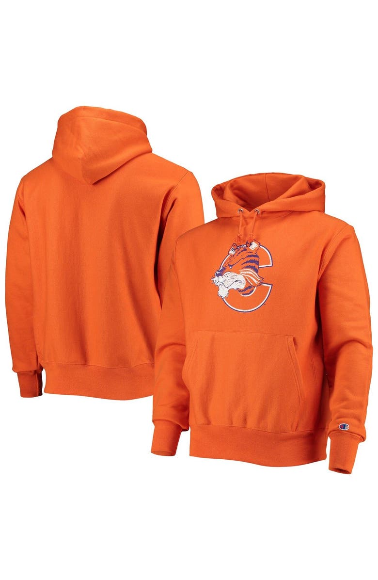 Champion Men's Champion Orange Clemson Tigers Vault Logo Reverse Weave Pullover Hoodie, Main, color, 