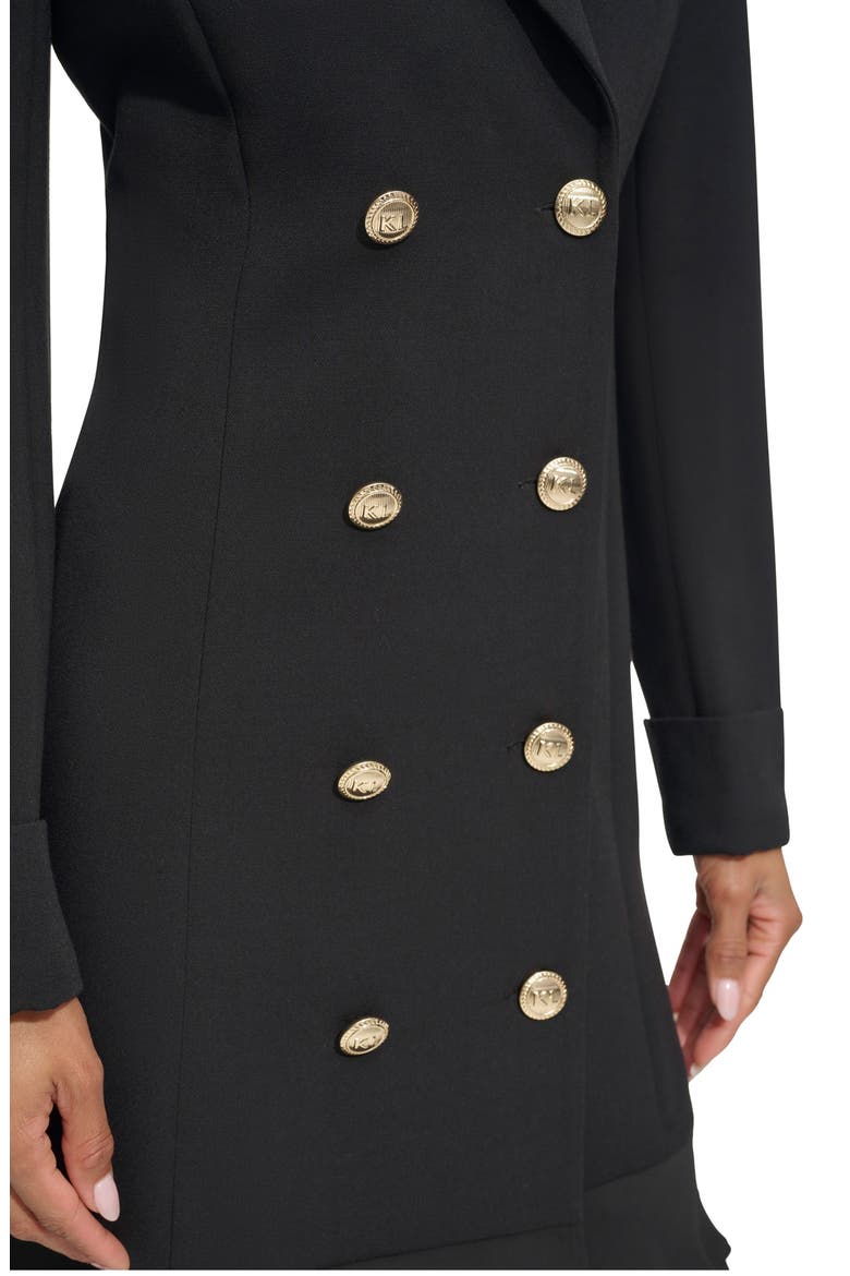 Double Breasted Long Sleeve Scuba Crepe Blazer Dress, Alternate, color, BLACK