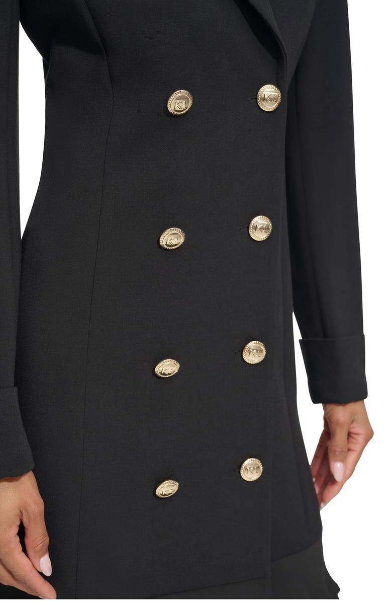 KARL LAGERFELD Double Breasted Long Sleeve Scuba Crepe Blazer Dress, Alternate, color, Black