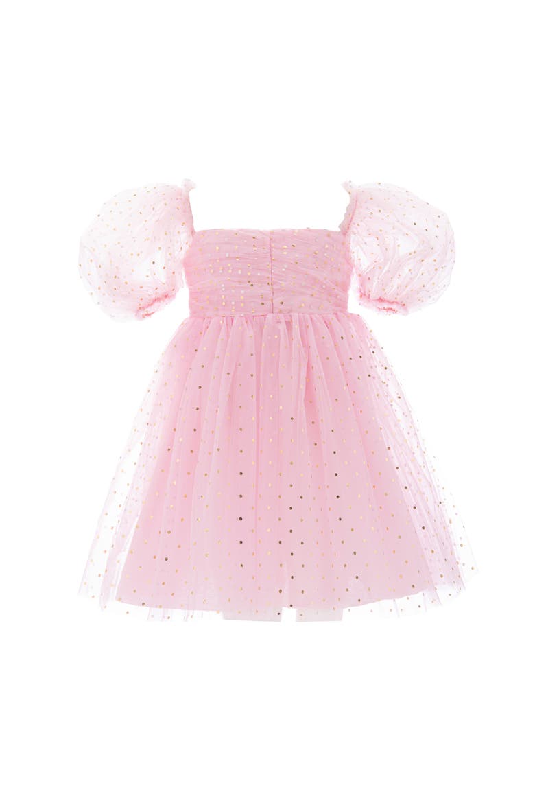Tulle Dress with Puffed Sleeves, Main, color, Pink