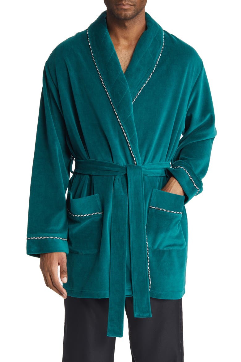 Refinery Velour Smoking Jacket, Main, color, GREEN