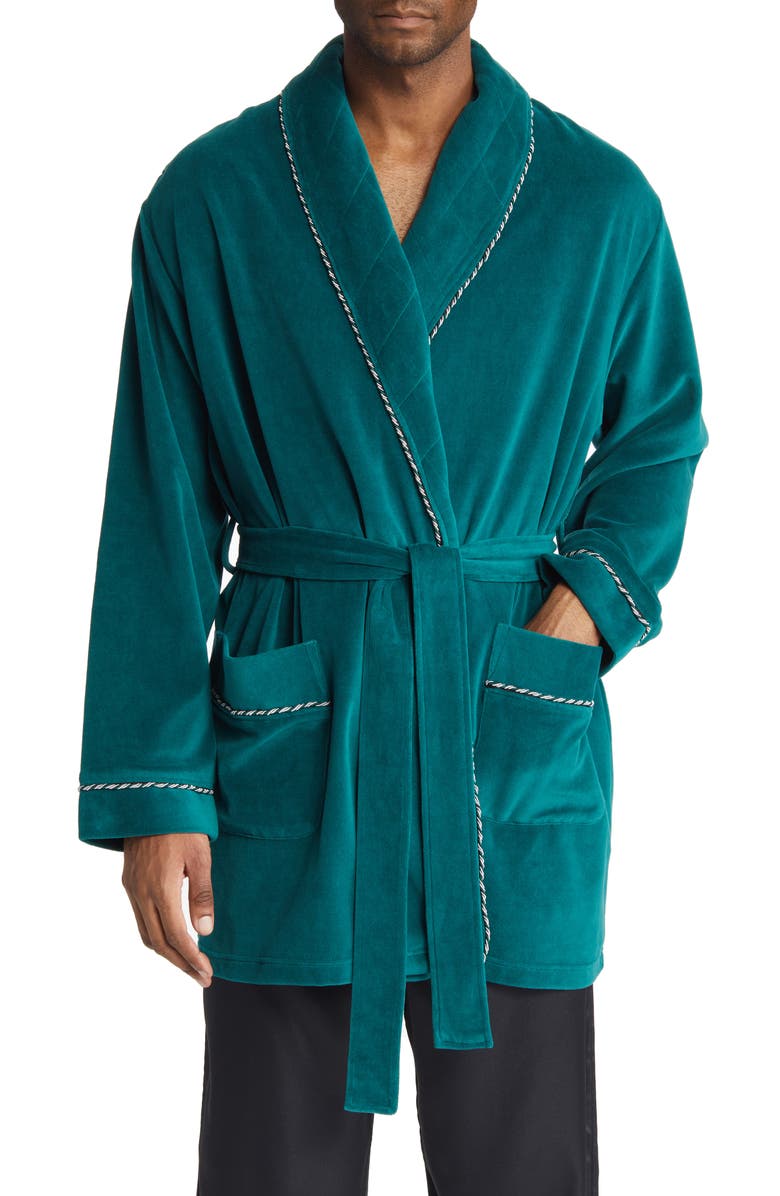 Majestic International Refinery Velour Smoking Jacket, Main, color, Green